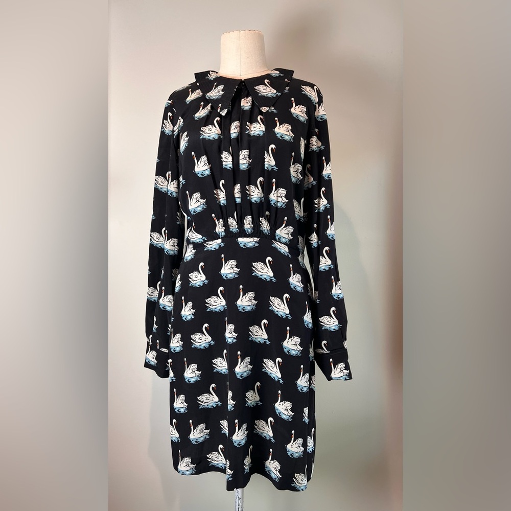 Stella McCartney Rare Swan print dress silk size 40 US 8